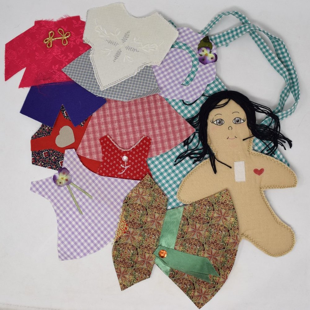 Dress Up Fabric Doll Outfits Carry All Folder Portfolio Handmade Quiet Toy
